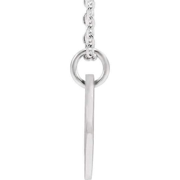 14k White Gold Initial U, Small 10mm Pierced Disc Necklace, 16-18 Inch